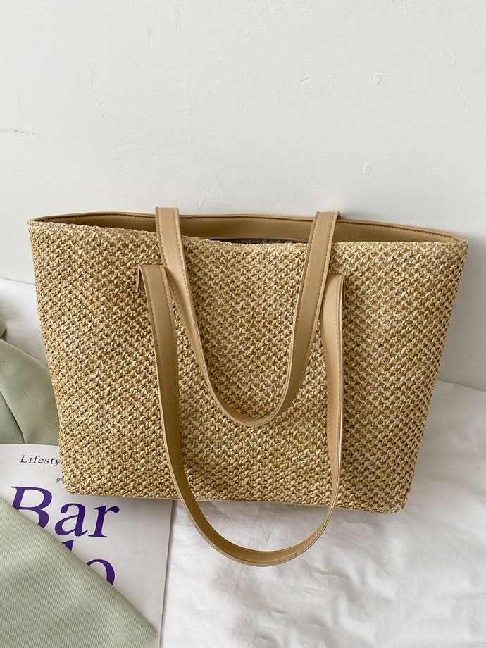 Solid Color Woven Tote Bag - Love Salve
